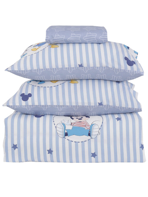 ⁦סט מצעים יחיד 100% כותנה אורגנית  מיקי תכלת - MICKEY BLUE⁩ – תמונה ⁦2⁩